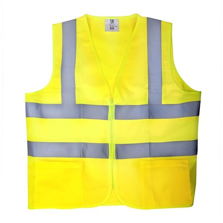 TR INDUSTRIAL Yellow Knitted Safety Vest, Size 4XL, 2Pocket W Zipper, 5PK TR88030-5PK